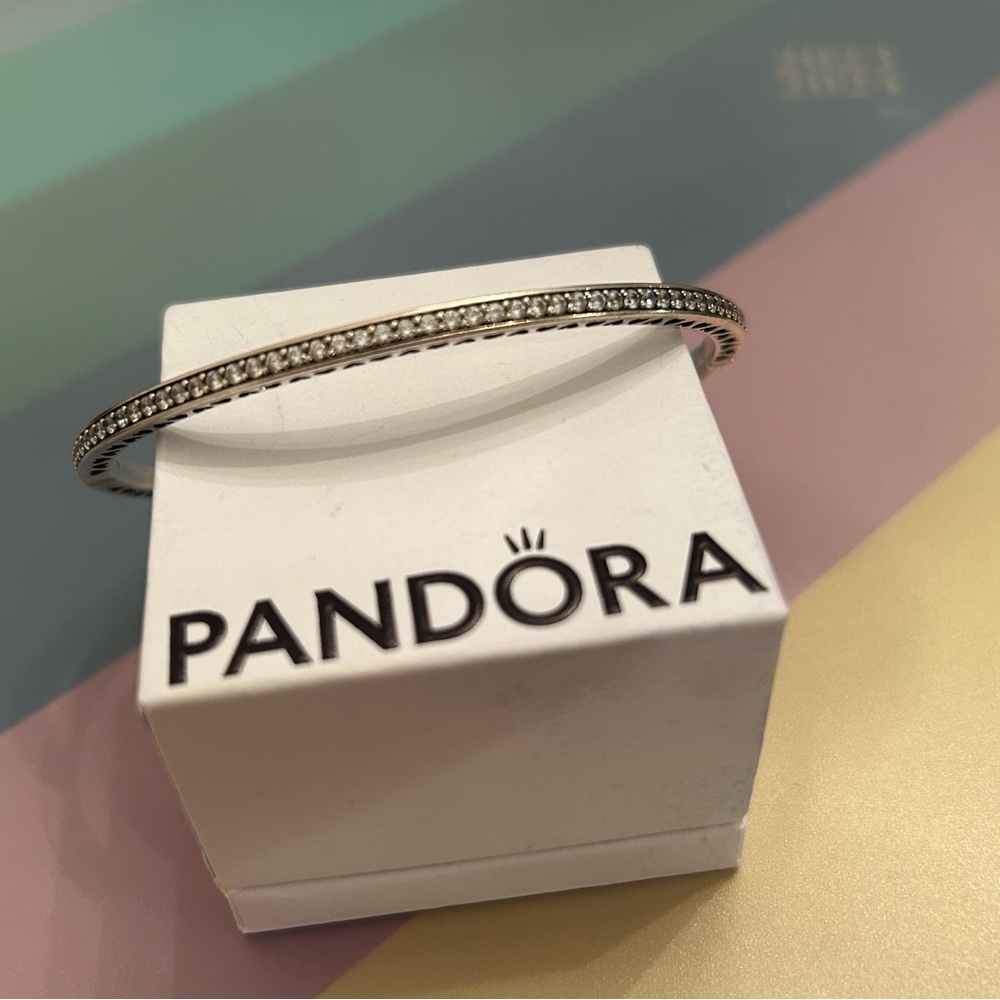 Retired Pandora Purple Bangle with stones